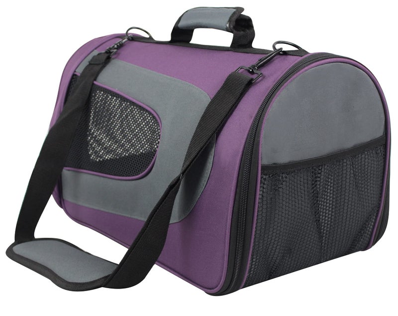 EliteField Deluxe Soft Pet Carrier (3 Year Warranty, Airline Approved), Multiple Sizes and Colors Available (18" L x 10" W x 11" H, Purple+Gray) - Image 2